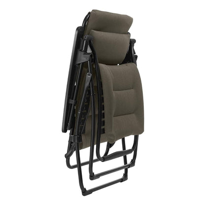 30" Black Steel Outdoor Zero Gravity Chair with Black Cushion