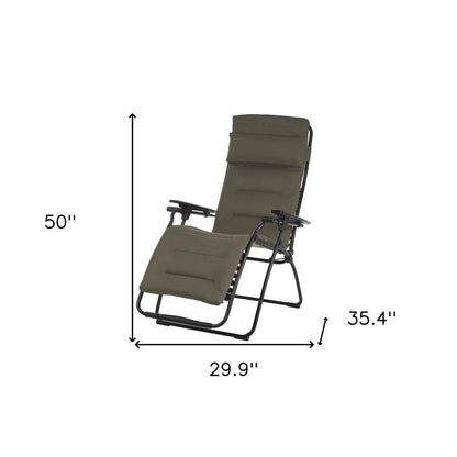 30" Gray Steel Outdoor Zero Gravity Chair with Gray Cushion