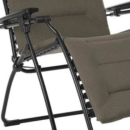 30" Black Steel Outdoor Zero Gravity Chair with Black Cushion