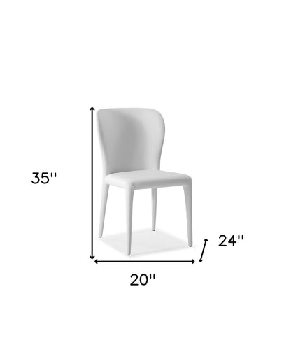 Set of Two White Upholstered Faux Leather Dining Side Chairs