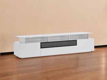 83" White Enclosed and Open Storage TV Stand