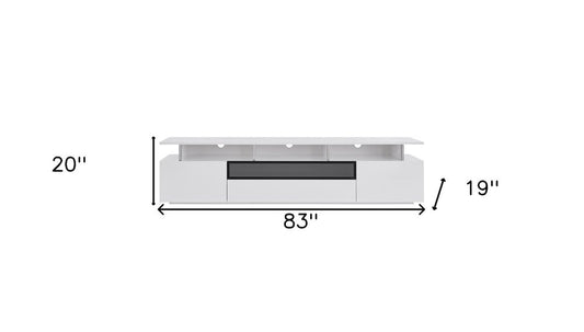 83" White Enclosed and Open Storage TV Stand