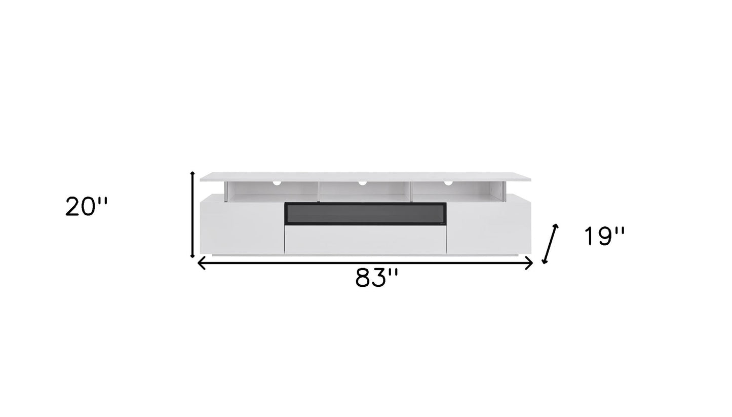 83" White Cabinet Enclosed Storage TV Stand