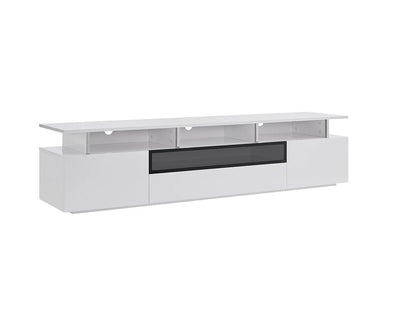 83" White Enclosed and Open Storage TV Stand