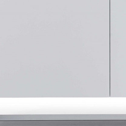 91" White Glass and Stainless Steel Frame Console Table