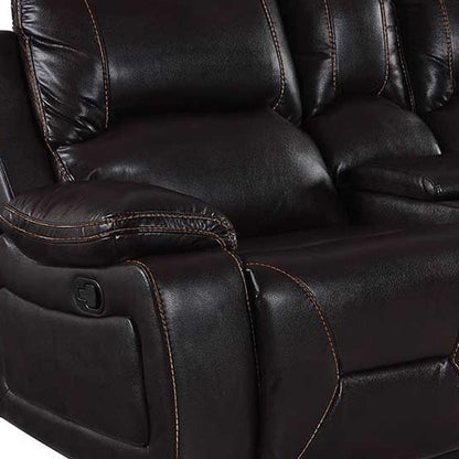 77" Brown Faux Leather Manual Reclining Love Seat With Storage