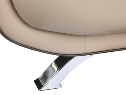 47" Beige And Silver Leather Match Club Chair
