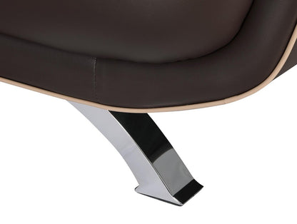 47" Brown And Silver Leather Match Club Chair