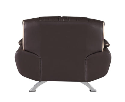 47" Brown And Silver Leather Match Club Chair
