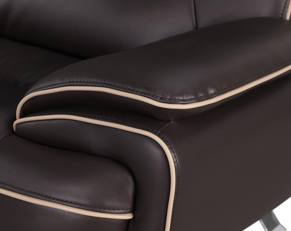 47" Brown And Silver Leather Match Club Chair