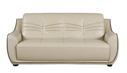 86" Beige Faux Leather Sofa
