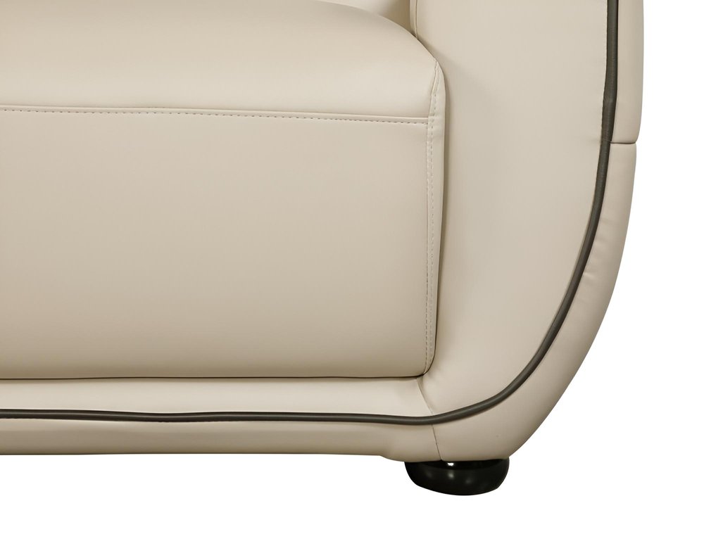 86" Beige Faux Leather Sofa