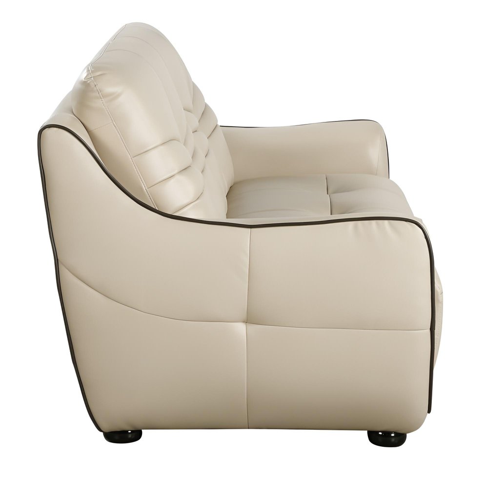 86" Beige Faux Leather Sofa