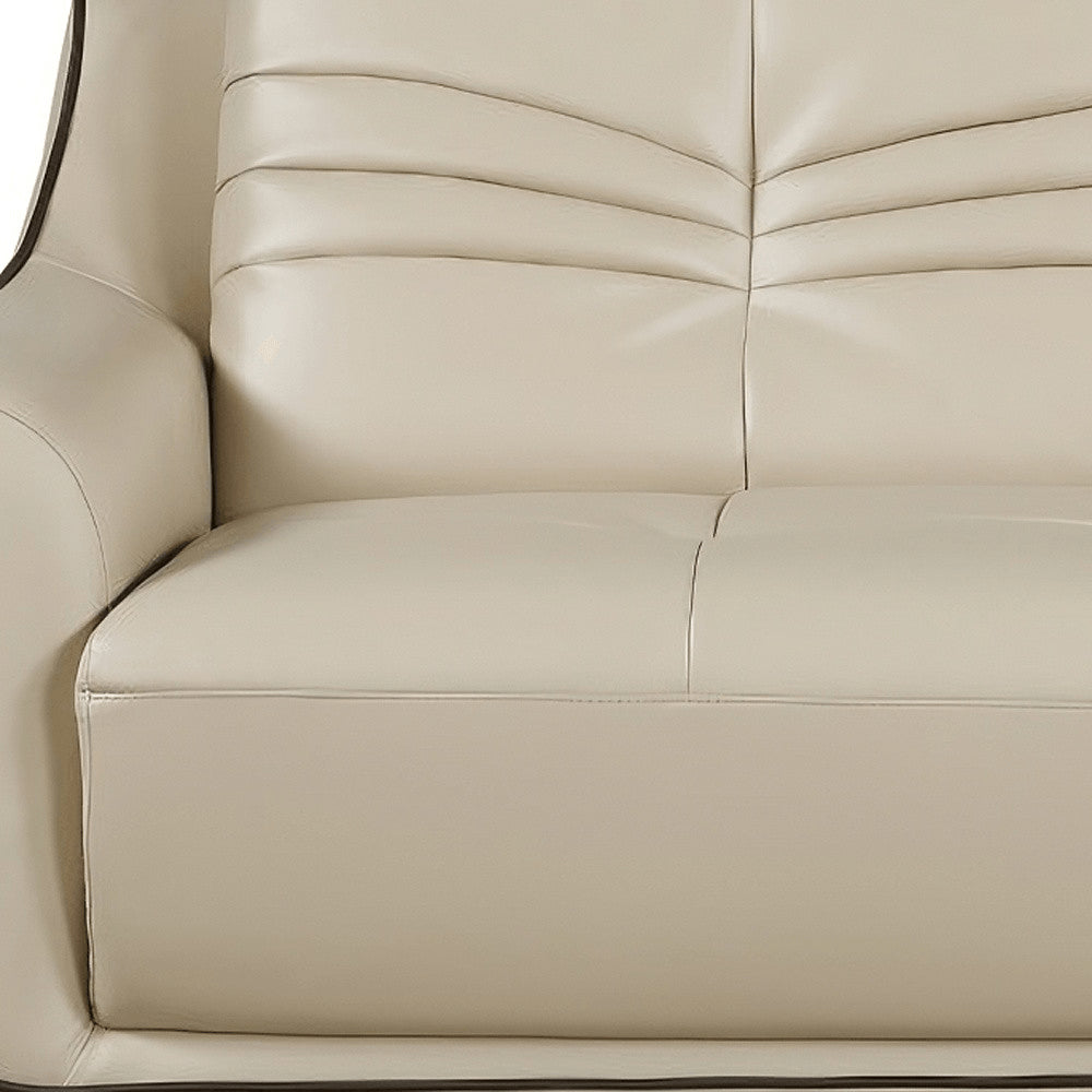 86" Beige Faux Leather Sofa