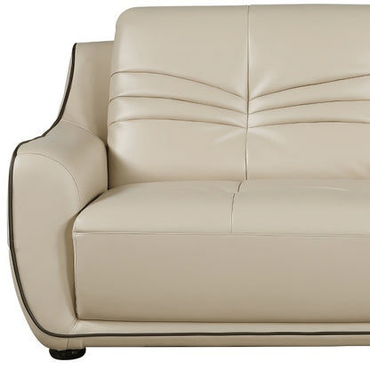 86" Beige Faux Leather Sofa