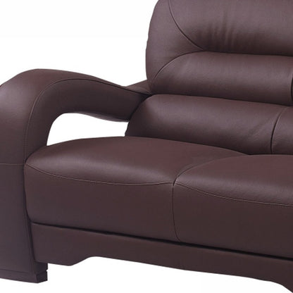 56" Brown And Dark Brown Faux Leather Love Seat