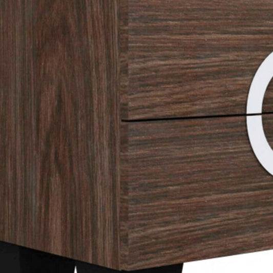 18" Brown Two Drawers Manufactured Wood Mirrored Nightstand