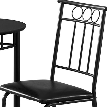 35" Black Leather Look Foam And Metal Three Pieces Dining Set