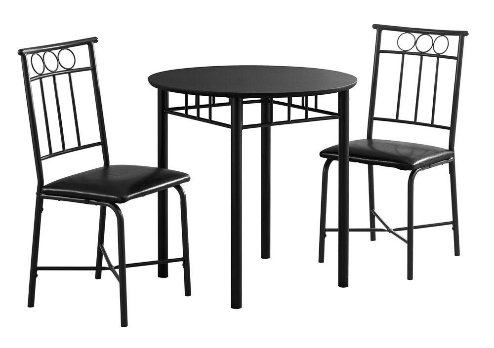 35" Black Leather Look Foam And Metal Three Pieces Dining Set