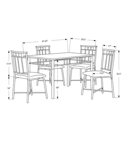 63.5" X 81" X 101" Cappuccino Microfiber Foam And Mdf  5Pcs Dining Set