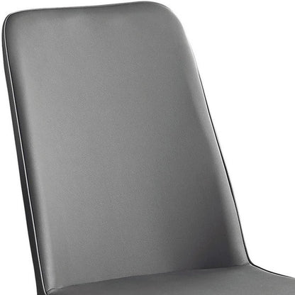 Set of Two White And Silver Upholstered Faux Leather Dining Side Chairs