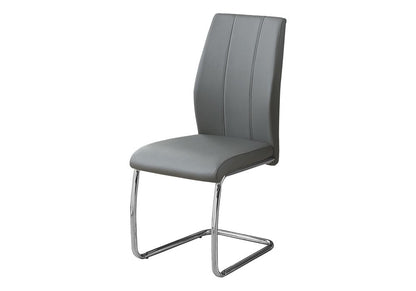 Set of Two Gray And Silver Upholstered Faux Leather Dining Side Chairs