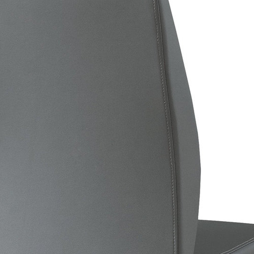 Set of Two Black Upholstered Faux Leather Dining Side Chairs