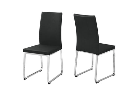 Set of Two Gray And Silver Upholstered Faux Leather Dining Side Chairs