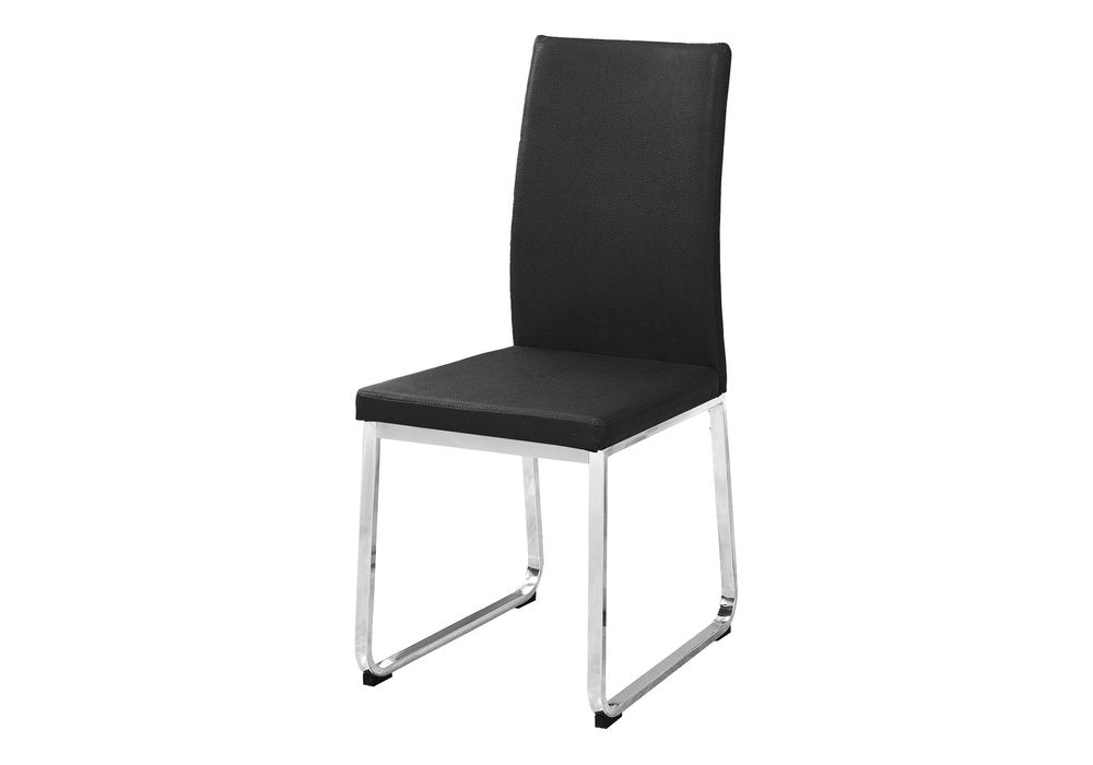 Set of Two Gray And Silver Upholstered Faux Leather Dining Side Chairs