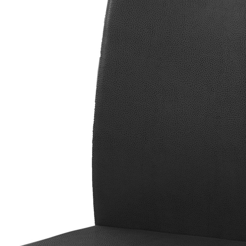 Set of Two Gray And Silver Upholstered Faux Leather Dining Side Chairs