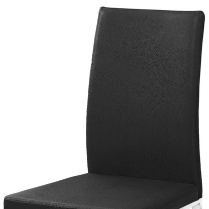 Set of Two Gray And Silver Upholstered Faux Leather Dining Side Chairs