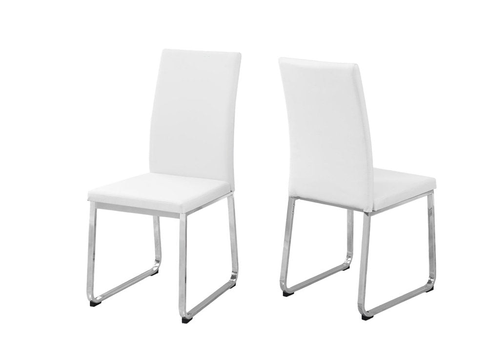 Set of Two Gray And Silver Upholstered Faux Leather Dining Side Chairs