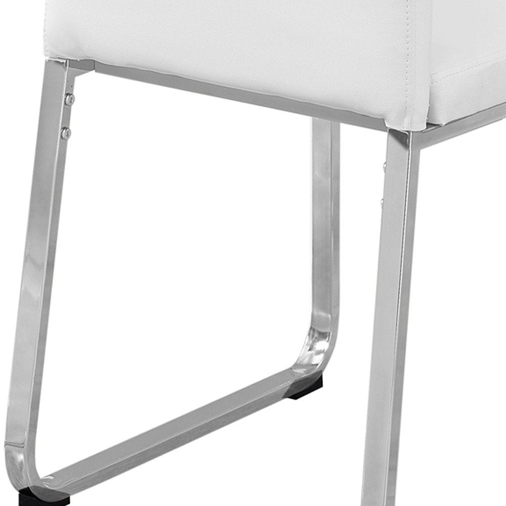 Set of Two Gray And Silver Upholstered Faux Leather Dining Side Chairs