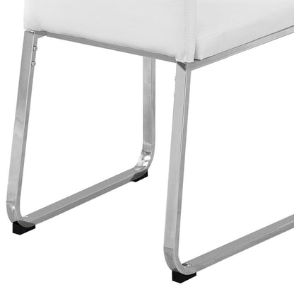 Set of Two Gray And Silver Upholstered Faux Leather Dining Side Chairs