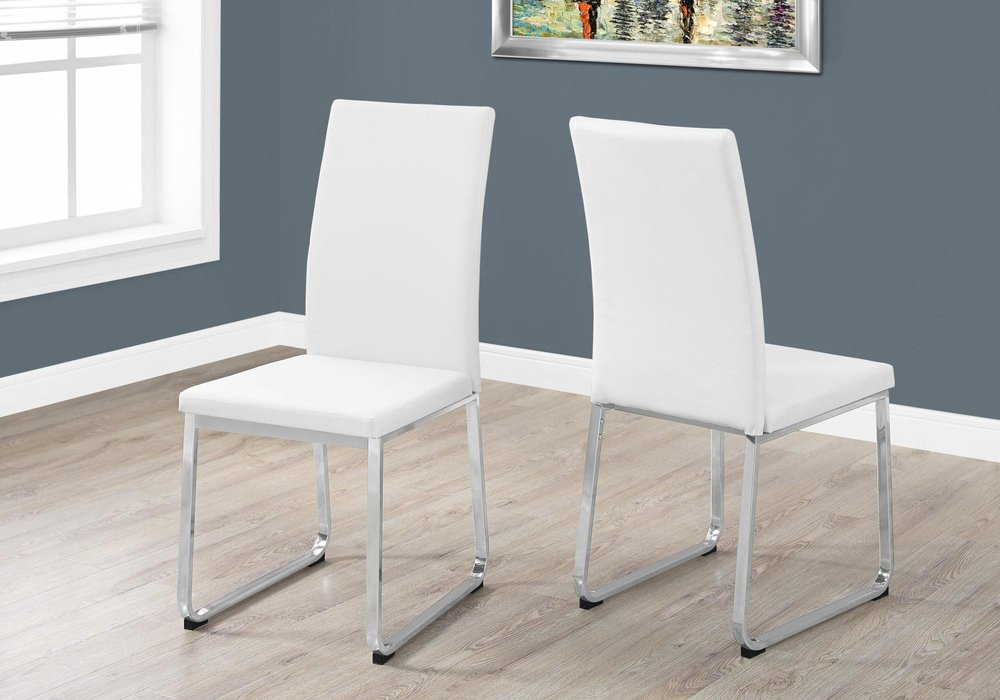 Set of Two Black And Silver Upholstered Faux Leather Dining Side Chairs