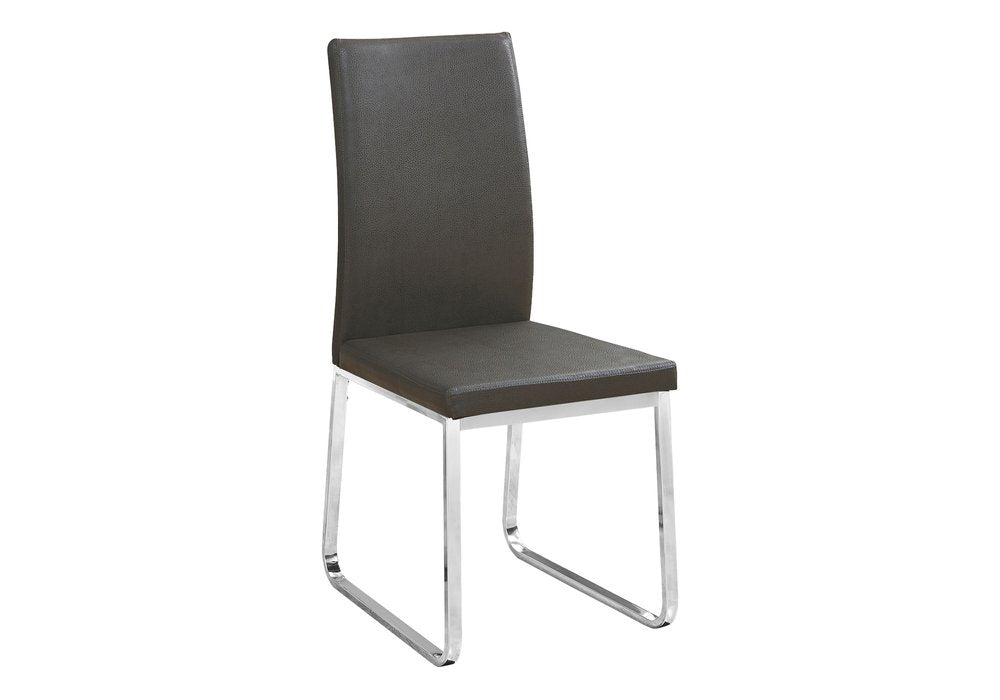 Set of Two Gray And Silver Upholstered Faux Leather Dining Side Chairs