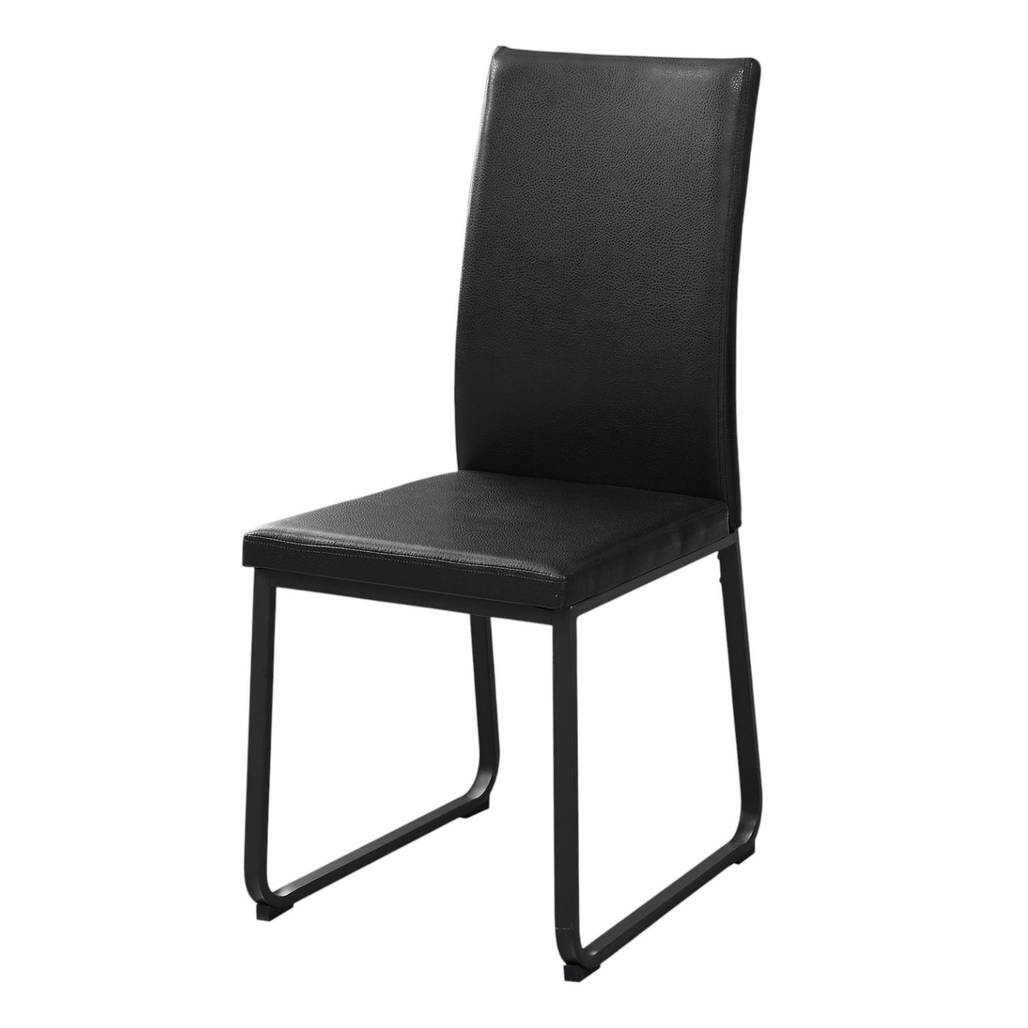 Set of Two Black Upholstered Faux Leather Dining Side Chairs