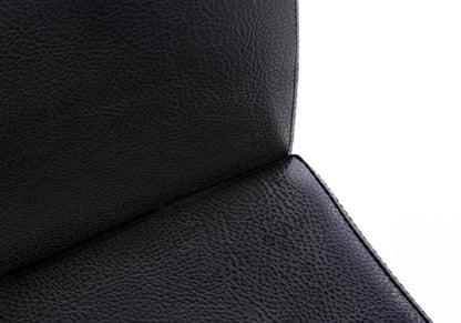 Set of Two Black Upholstered Faux Leather Dining Side Chairs