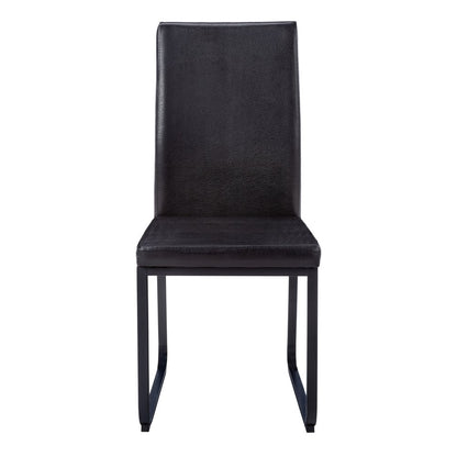 Set of Two Black Upholstered Faux Leather Dining Side Chairs