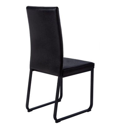 Set of Two Black Upholstered Faux Leather Dining Side Chairs