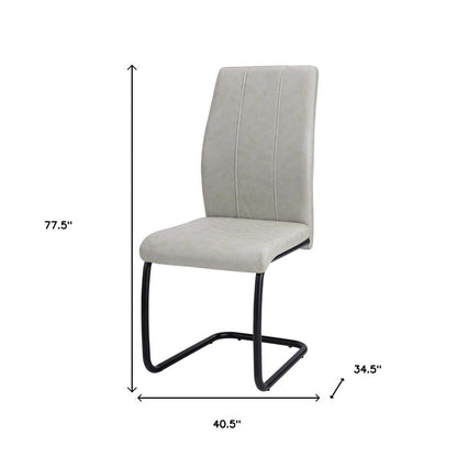 Set of Two Gray And Black Upholstered Polyester Dining Side Chairs
