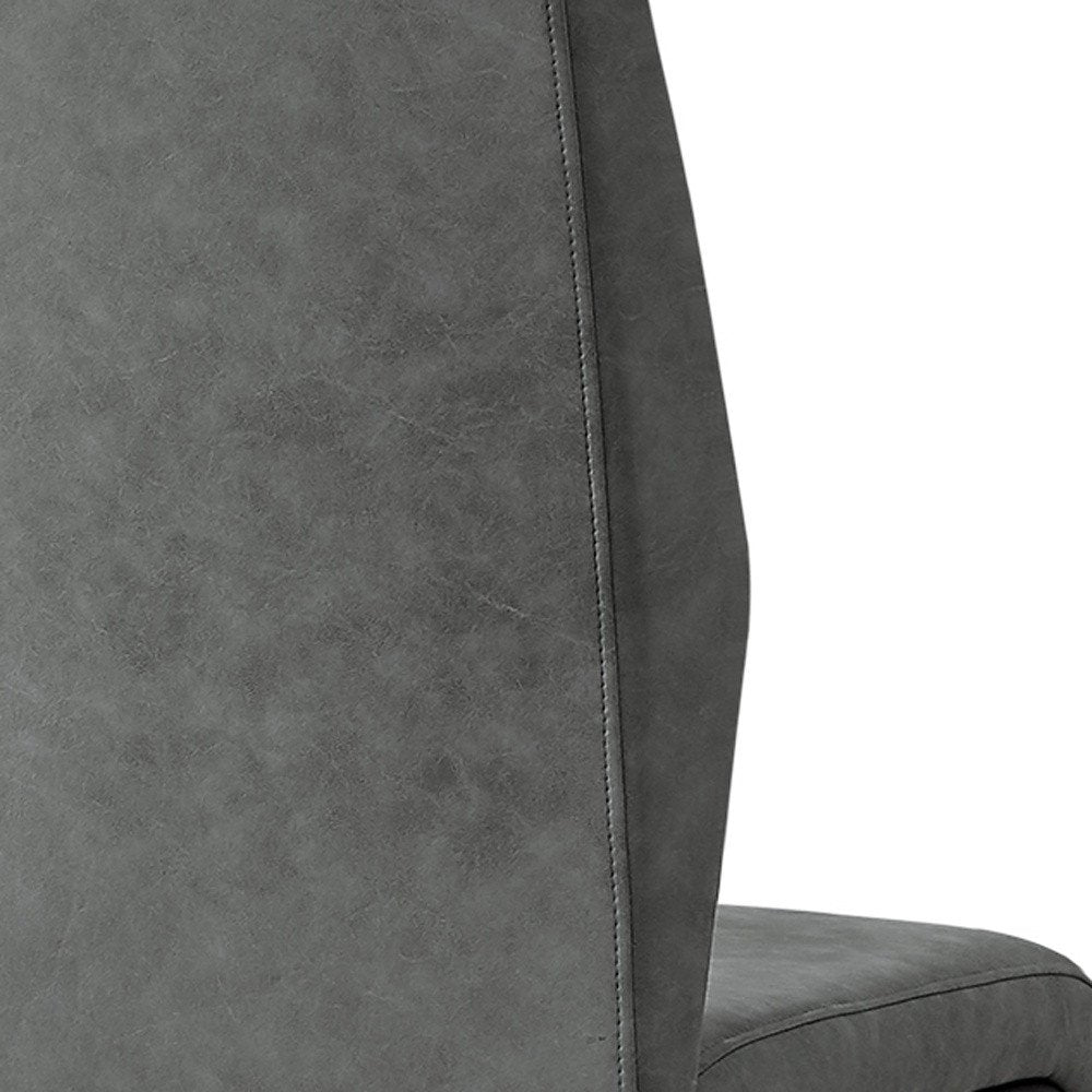 Set of Two Gray And Black Upholstered Polyester Dining Side Chairs