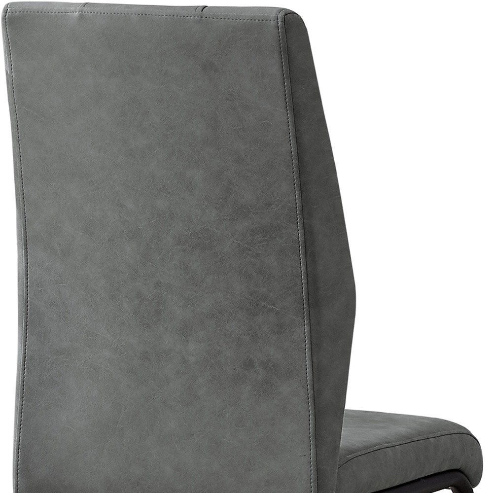 Set of Two Gray And Black Upholstered Polyester Dining Side Chairs