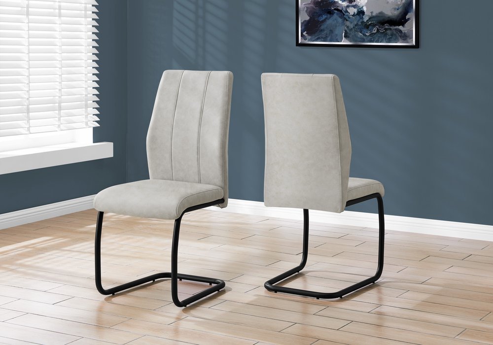 Set of Two Gray And Black Upholstered Polyester Dining Side Chairs