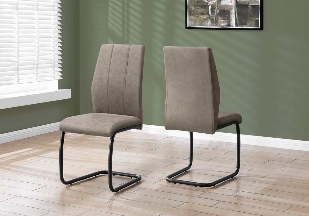 Set of Two Gray And Black Upholstered Polyester Dining Side Chairs