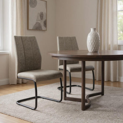 Set of Two Gray And Black Upholstered Polyester Dining Side Chairs