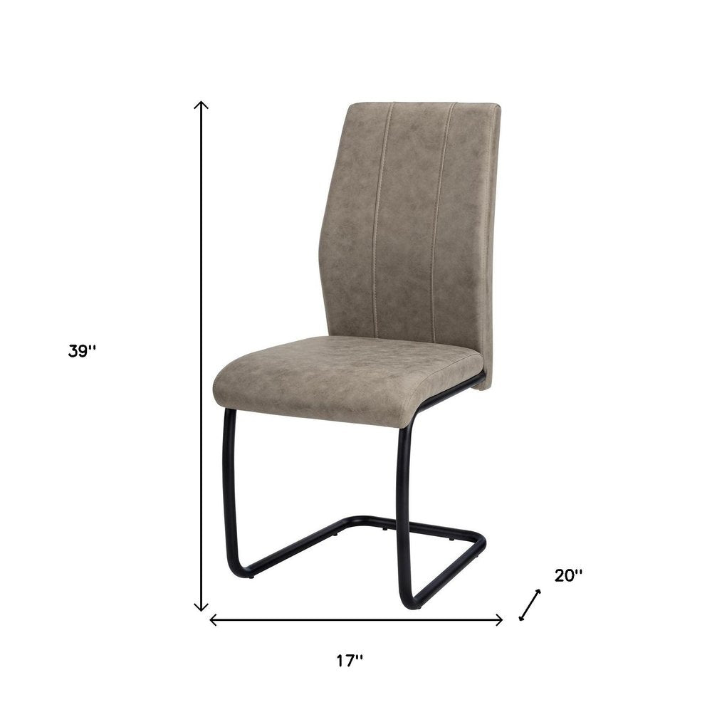 Set of Two Gray And Black Upholstered Polyester Dining Side Chairs