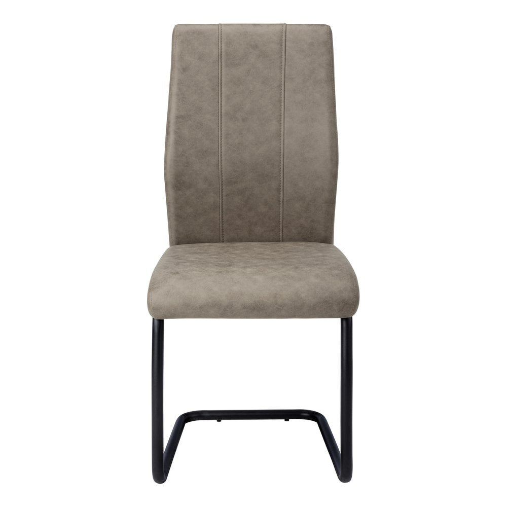 Set of Two Gray And Black Upholstered Polyester Dining Side Chairs