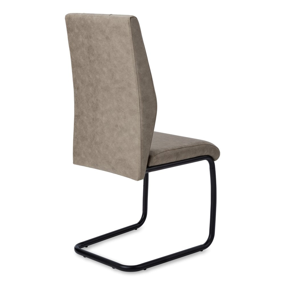 Set of Two Gray And Black Upholstered Polyester Dining Side Chairs