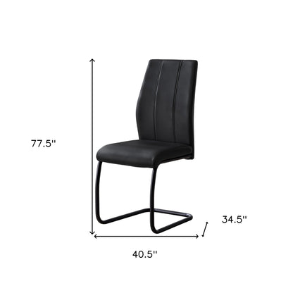 Set of Two Gray And Black Upholstered Faux Leather Dining Side Chairs